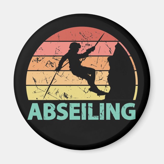 Abseiling Vintage Rappelling Bergsteiger Magnet (Vorne)