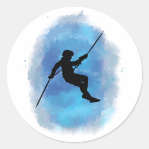 Abseiling Watercolor Rappelling Mountain Climber Runder Aufkleber