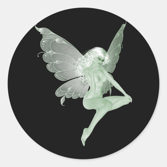 Absinthe Art Signature Green Fairy 1A Runder Aufkleber (Vorderseite)