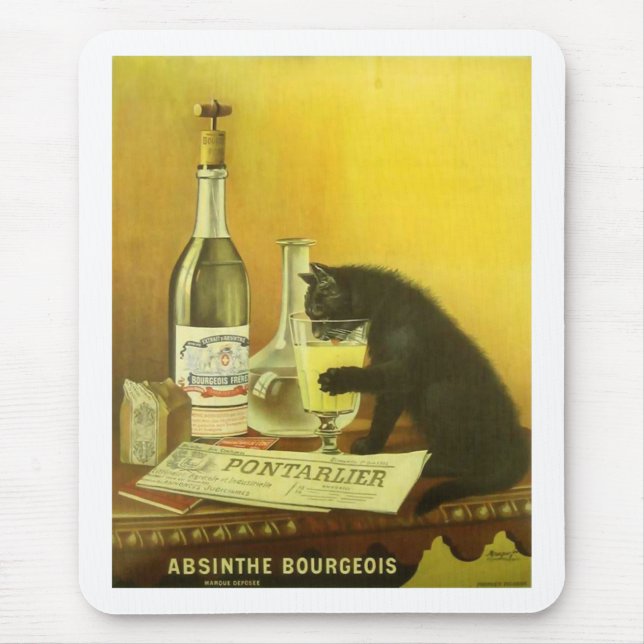Absinthe Bourgeois und Cat Fine Vintage Poster Mousepad (Vorne)