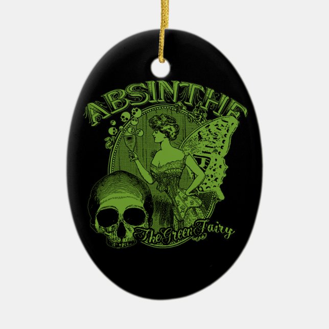 Absinthe Green Fairy Lady Keramikornament (Vorne)