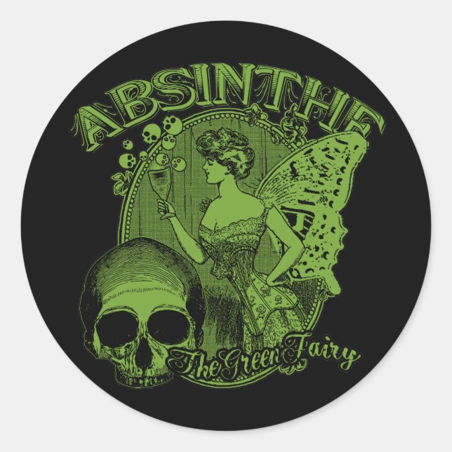 Absinthe Green Fairy Lady Runder Aufkleber (Vorderseite)