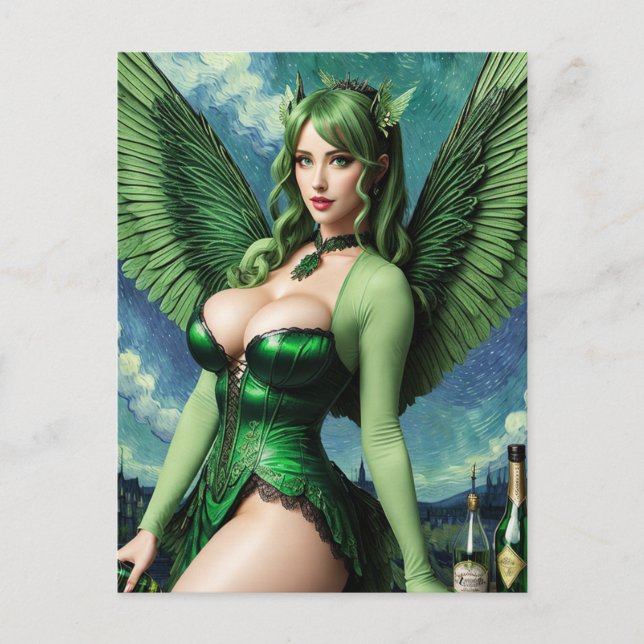 Absinthe Green Fairy Postcard Postkarte (Vorderseite)