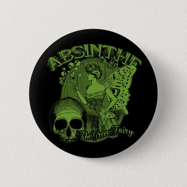 Absinthe Grüne Feen Dame Button (Vorderseite)