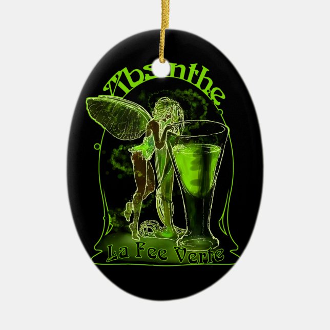 Absinthe La Fee Verte Fairy mit Glas Keramikornament (Vorne)