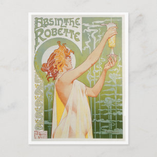 Absinthe Robette Vintage Getränkewerbung Kunst Postkarte