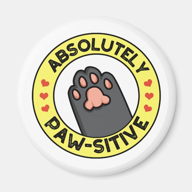 Absolut pawsitive Funny Paw Abzeichen Puff Magnet (Vorne)