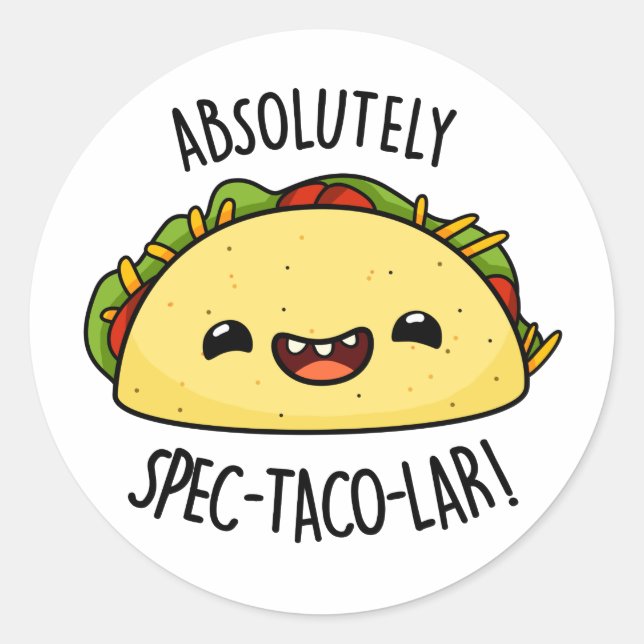 Absolut Spec-Taco-Lar Funny Taco Pun Runder Aufkleber (Vorderseite)