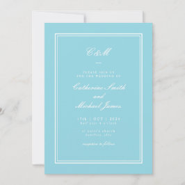 Absolute Klassik Bright Aqua Monogram Wedding Einladung