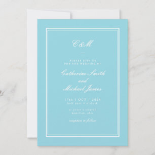 Absolute Klassik Bright Aqua Monogram Wedding Einladung