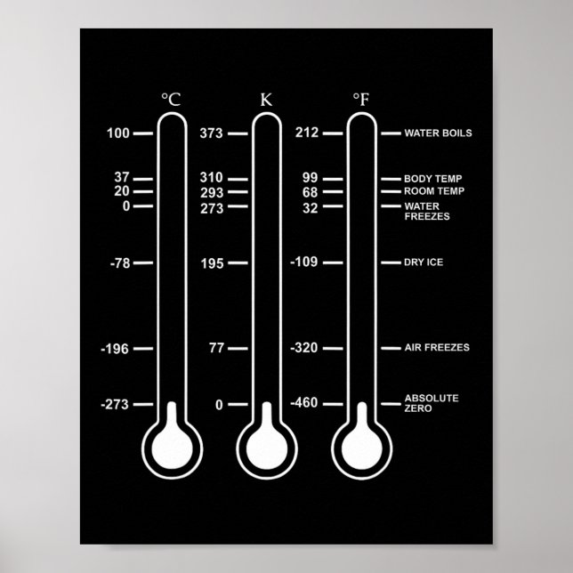 Absolute Temperatur Null Wissenschaft Celsius Kelv Poster (Vorne)