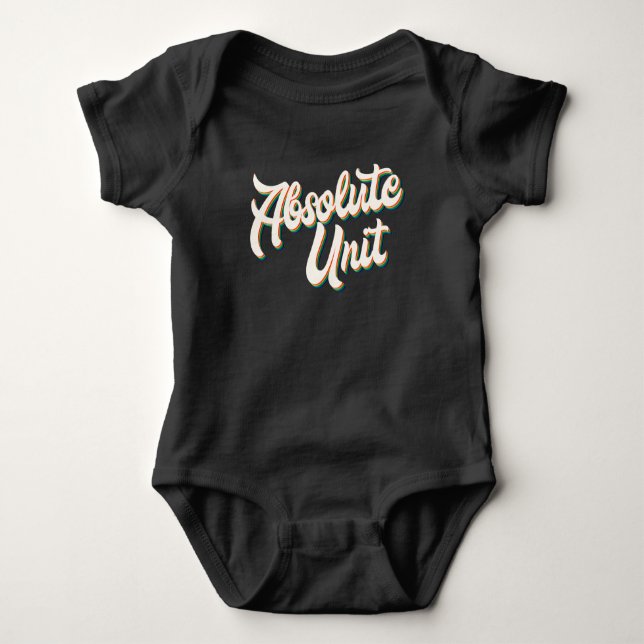 Absolute Unit Meme Funny Retro Rainbow Typografie Baby Strampler (Vorderseite)
