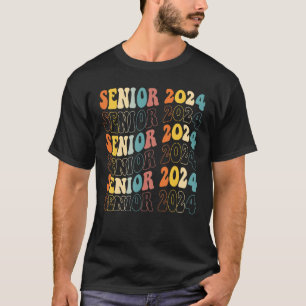 Absolvent 2024 Groovy Retro Abschlussjahrgang 2024 T-Shirt