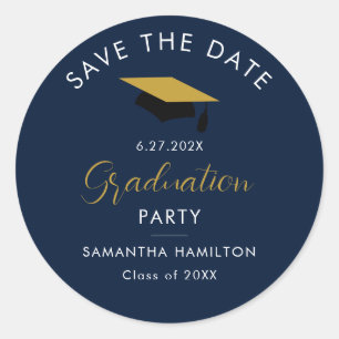 Absolvent 2024 Skript Save the Date Grad Party Runder Aufkleber