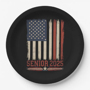 Absolvent 2025 Amerikanische Flagge USA Abschlussj Pappteller