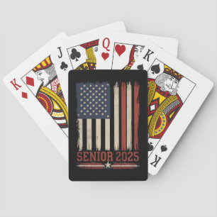 Absolvent 2025 Amerikanische Flagge USA Abschlussj Spielkarten