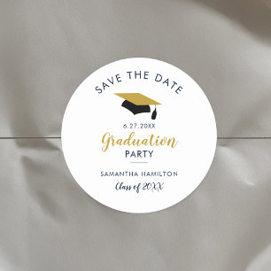 Absolvent 2025 Skript Save the Date Grad Party Runder Aufkleber