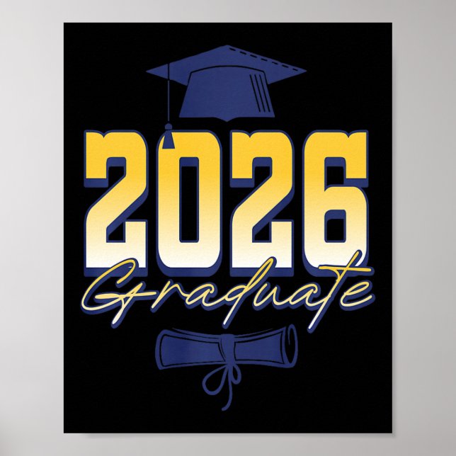 Absolvent 2026 Abschlussmütze Diplom Premium Tri-b Poster (Vorne)