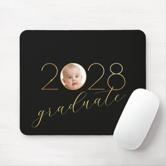 Absolvent 2028 Foto Rahmen auf Schwarz Mousepad (Mit Mouse)