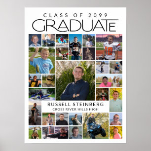 Absolvent 28 Fotocollage Modern Weiß Schwarz Poster