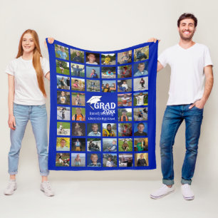 Absolvent 44 FotoCollage   Name und Schule Fleecedecke