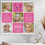 Absolvent 5 FotoCollage Inspiration Chic Pink Künstlicher Leinwanddruck<br><div class="desc">Feiern Sie Ihren Absolvent und geben Sie ein besonderes personalisiertes Geschenk mit diesem maßgeschneiderten Foto Collage Abschluss Leinwand drucken. Diese einzigartige Collage-Leinwand für Graduierte wird ein wertvoller Sake für Fotos sein. Sprichwort: "Sei stolz darauf, wie weit du gekommen bist, habe den Glauben daran, wie weit du gehen kannst." Personalisieren Sie...</div>