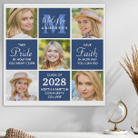 Absolvent 5 FotoCollage Inspirational Navy Blau Künstlicher Leinwanddruck<br><div class="desc">Feiern Sie Ihren Absolvent und geben Sie ein besonderes personalisiertes Geschenk mit diesem maßgeschneiderten Foto Collage Abschluss Leinwand drucken. Diese einzigartige Collage-Leinwand für Graduierte wird ein wertvoller Sake für Fotos sein. Sprichwort: "Sei stolz darauf, wie weit du gekommen bist, habe den Glauben daran, wie weit du gehen kannst." Personalisieren Sie...</div>