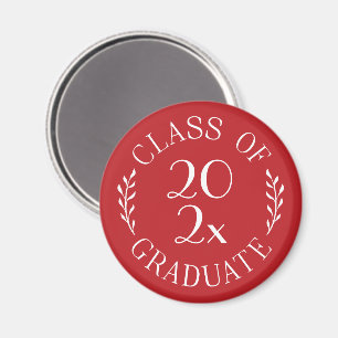 Absolvent Chic Typografie Rot 2023 Magnet