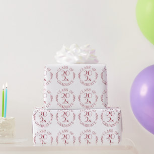 Absolvent des Jahres Burgund Weiß Typografie Geschenkpapier