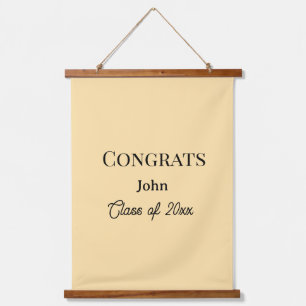 Absolvent Junge Name Gratulation Datum Jahr Text Wandteppich Mit Holzrahmen