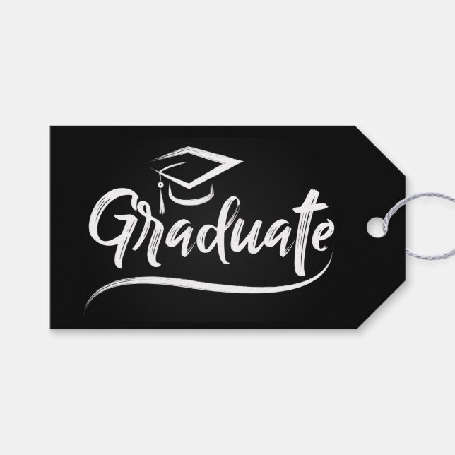 Absolvent mit GraduiertenCap Geschenkanhänger (Vorderseite (Horizontal))