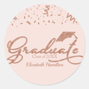 Absolvent Rose Goldfolie Abschlussfeier Pink Runder Aufkleber