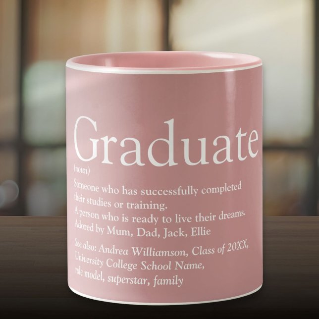 Absolventen Definition Moderne Dusty-Rose mit zwei Zweifarbige Tasse (Graduate Definition Modern Dusty Rose Two-Tone Coffee Mug)