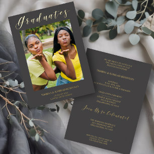 Absolventen Echt Gold Moderne Typografie Foto  Folieneinladung