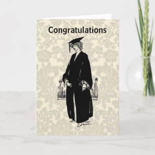 Absolventen-Gratulationskarte im Vintage-Stil Karte