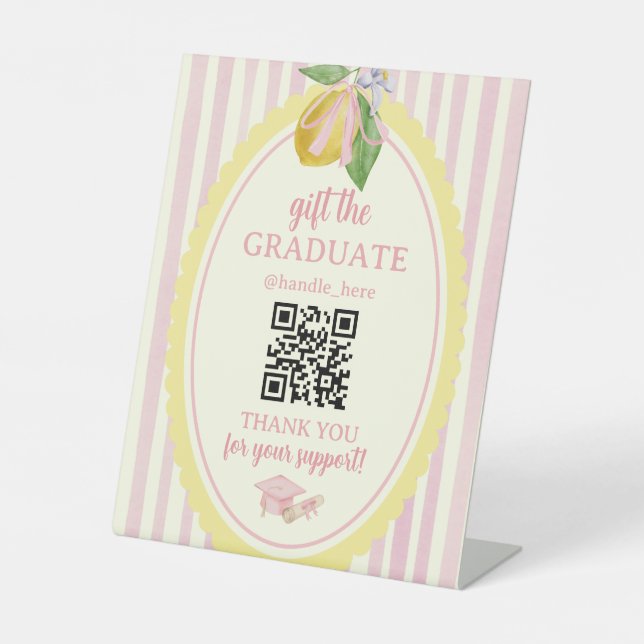 Absolventen-QR-Code-Geschenkfonds Sockelschild (Vorderseite)