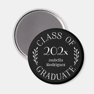 Absolventenname Typografie Klasse 2026 Schwarz Magnet