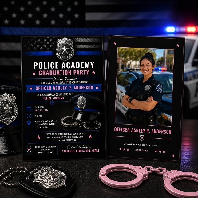 Absolventin der Polizeischule Thin Blue Line | Einladung (Von Creator hochgeladen)