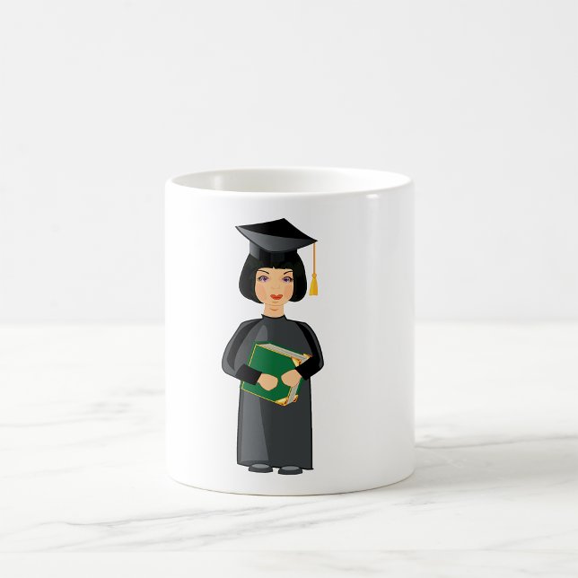 Absolventin in schwarzer Kappe und Robe Kaffeetasse (Von Creator hochgeladen)