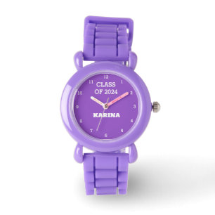 Absolventin Mädchen Lila Abschluss Name Schule Armbanduhr