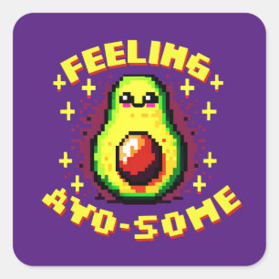 Abspielte Avocado Pixel Art 'Gefühl Avo-some' 8-Bi Quadratischer Aufkleber