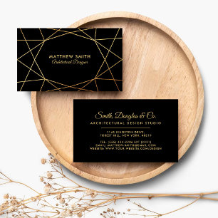 Abstact Geometric Gold Lines Modern Business Card Visitenkarte