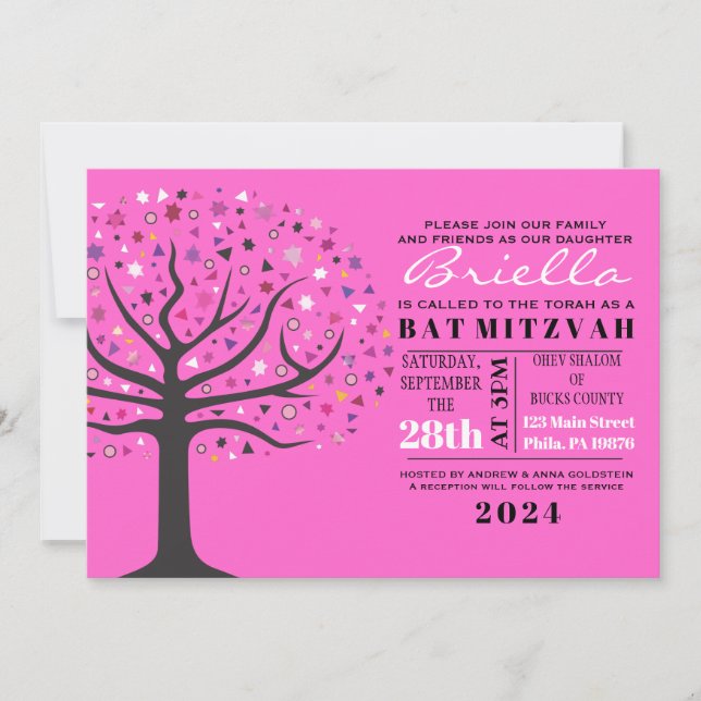 Abstact Tree of Life Bat Mitzvah Einladung (Vorderseite)