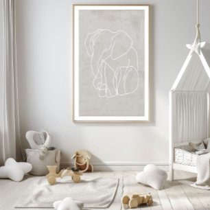 Abstart Elephant Line Art Poster