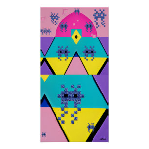 Absteigend auf einem Memphis-Design-Planeten Poster