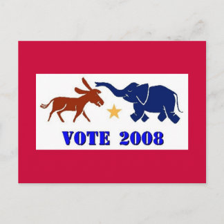 ABSTIMMUNG 2008 POSTCARD DEMOKRAT REPUBLIKANPOLITI POSTKARTE