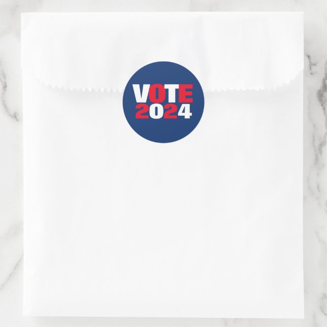 Abstimmung 2024 Rot-Weiß- und Blaue Wahl Runder Aufkleber (Tasche)