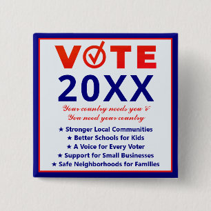 Abstimmung 20XX Patriotische, unparteiische politi Button