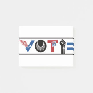 ABSTIMMUNG Amerikaner, RBG, USPS, BLM, Frieden und Post-it Klebezettel