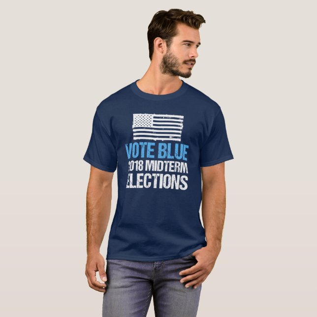 Abstimmung Blue 2018 Halbzeitwahlen Demokrat T-Shirt (Vorne ganz)